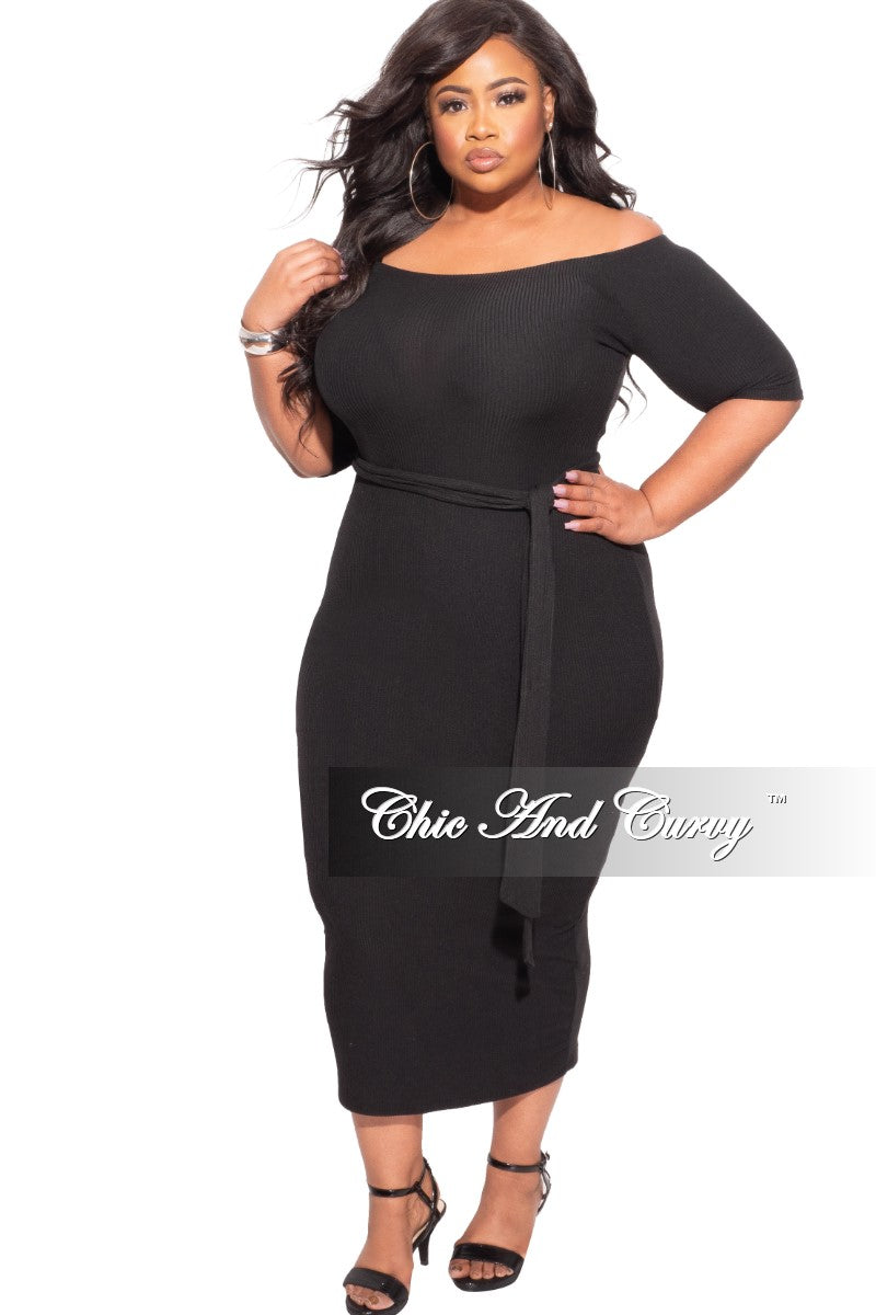*Final Sale Plus Size Off The Shoulder Ribbed Bodycon Dress