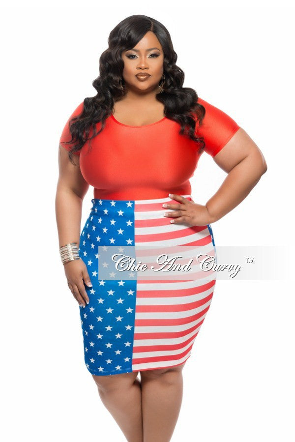 Final Sale Plus Size Skirt in Flag Print