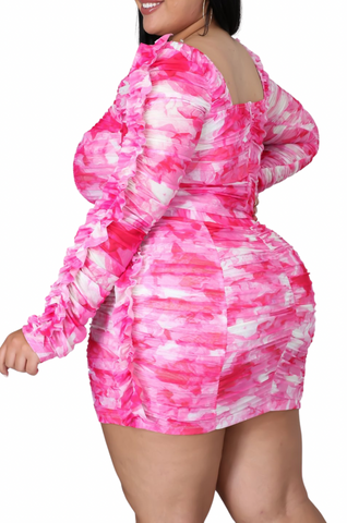 Final Sale Plus Size 2pc Crop Top & Skirt Set in Pink & White Latto