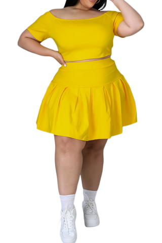 Final Sale Plus Size 2pc Set Skirt & Top in Yellow