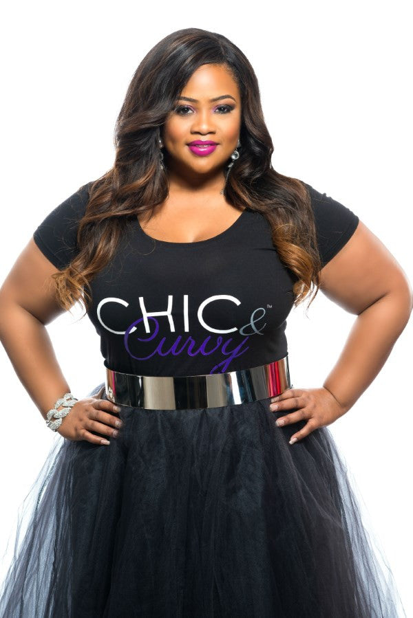 Final Sale Plus Size Chic And Curvy T-Shirt in Black and Purple
