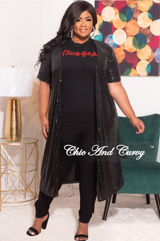 Final Sale Plus Size Sequin Duster in Black