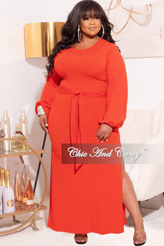 *Final Sale Plus Size Ribbed Maxi Dress with Side Slits in Red