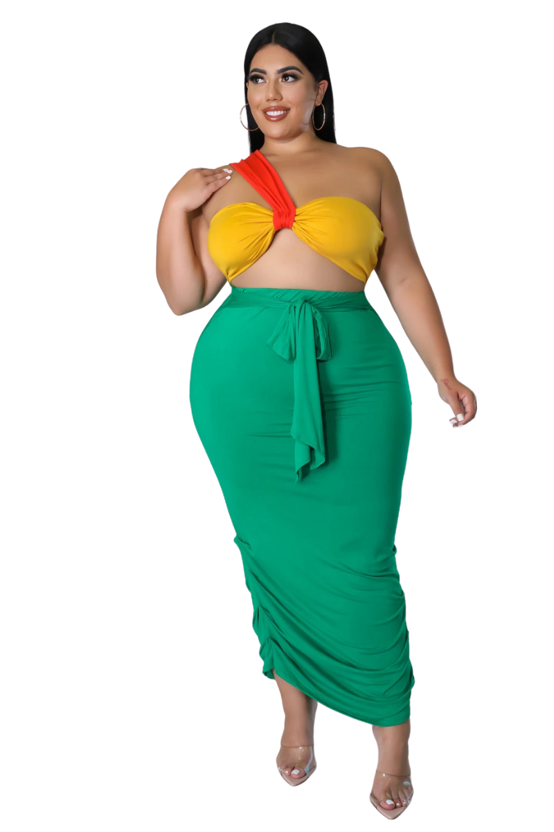 Final Sale Plus Size 2pc One Shoulder Twist Front Bra Top and Ruched S –  Chic And Curvy