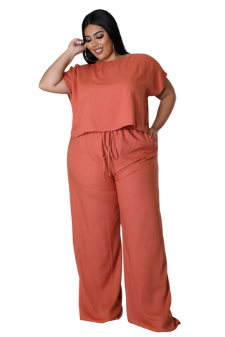 Final Sale Plus Size 2pc Crop Top and Pants Set in Hanna
