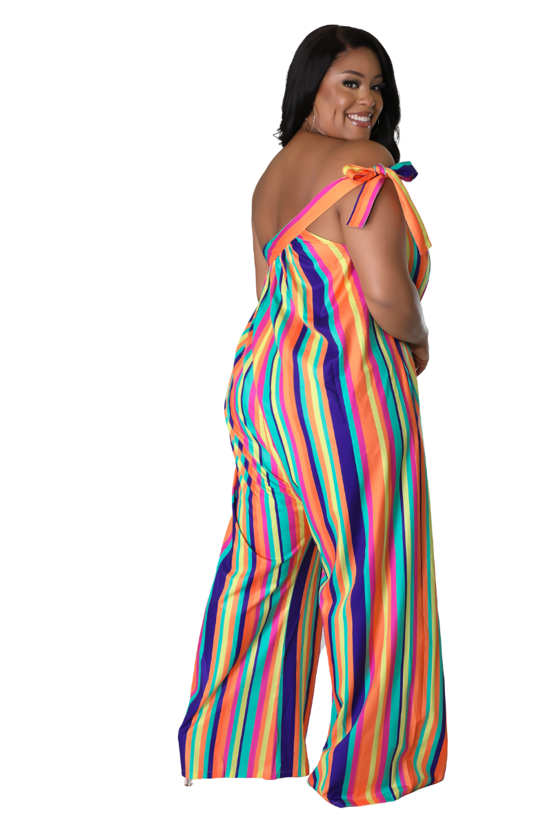 Multi colored striped 2024 jumpsuit