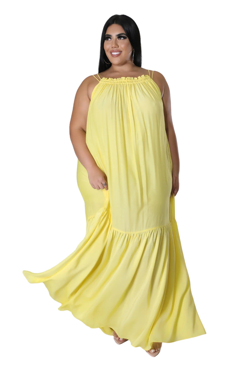 Final Sale Plus Size Sleeveless 1 Tiered Maxi Dress in Yellow - 2X 18/20 Final Sale Plus Size Sleeveless 1 Tiered Maxi Dress in Yellow - 2X 18/20