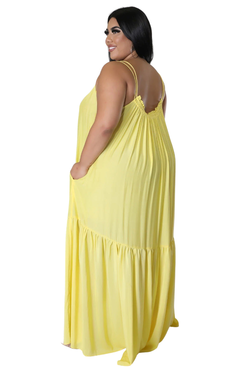 Final Sale Plus Size Sleeveless 1 Tiered Maxi Dress in Yellow - 2X 18/20 Final Sale Plus Size Sleeveless 1 Tiered Maxi Dress in Yellow - 2X 18/20