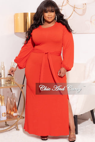 *Final Sale Plus Size Ribbed Maxi Dress with Side Slits in Red