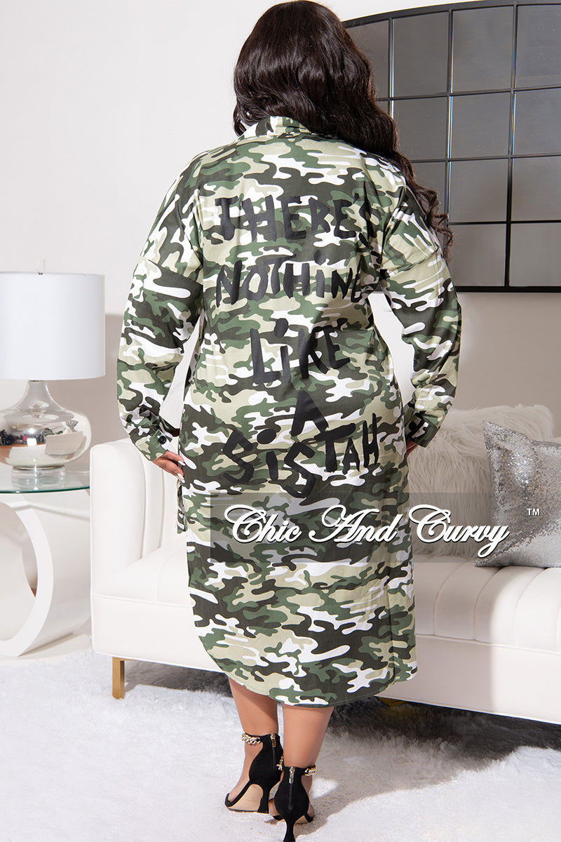 Final Sale Plus Size There's Nothing Like A Sistah Shirt Dress in Camouflage Print
