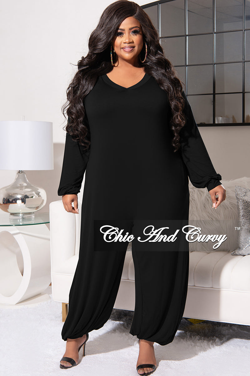 Final Sale Plus Size Loose Fit Jumpsuit in Black – Chic And Curvy