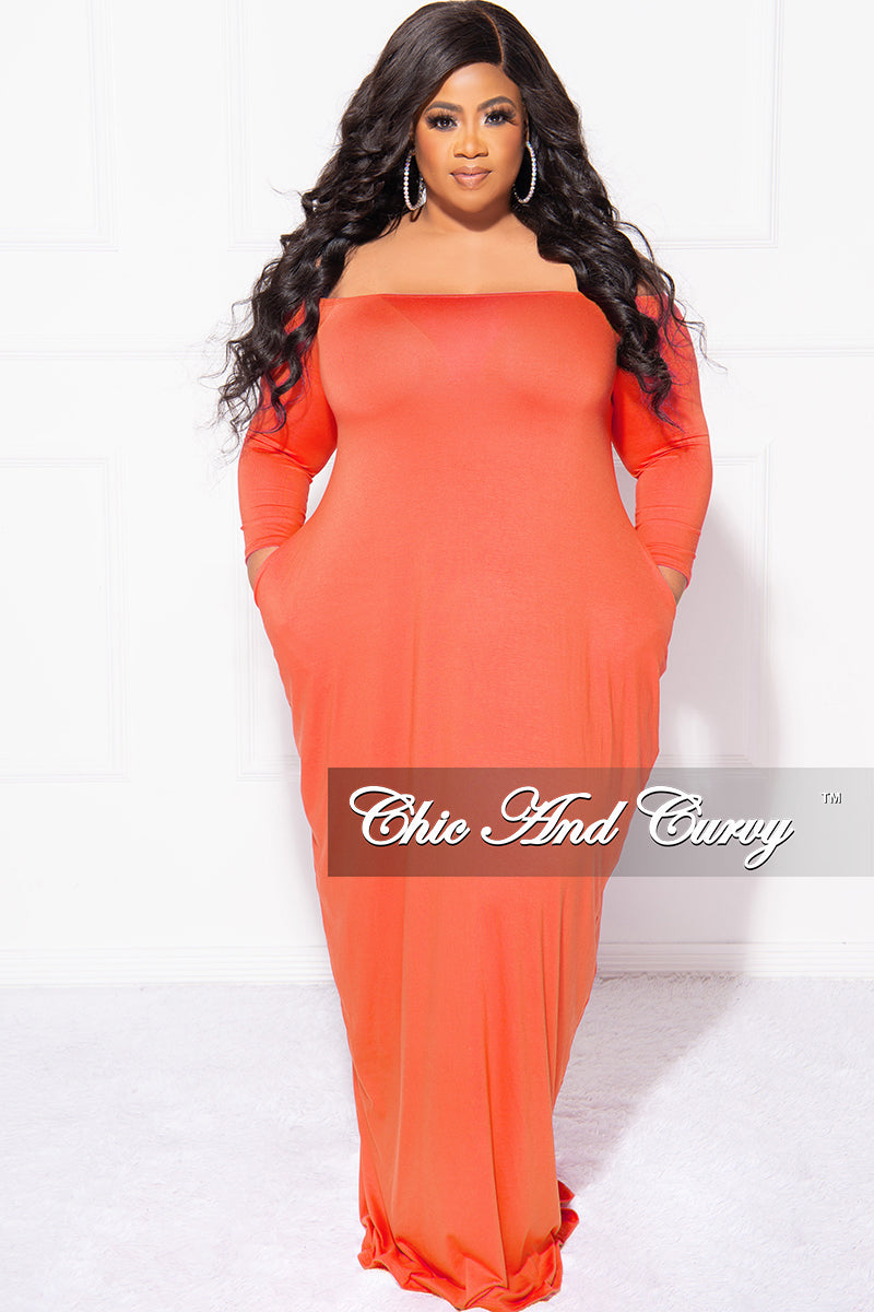 Final Sale Plus Size Off the Shoulder Maxi Dress in Orange - 3x 22 Final Sale Plus Size Off the Shoulder Maxi Dress in Orange - 3x 22