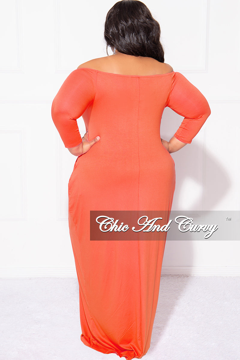 Final Sale Plus Size Off the Shoulder Maxi Dress in Orange