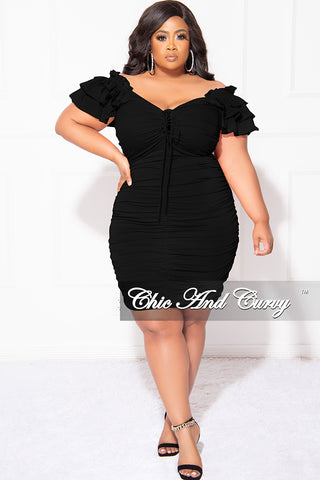 Final Sale Plus Size Ruched Mini Dress in Black