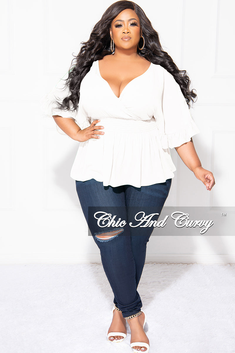 Final Sale Plus Size Ruffle Peplum Top in White – Chic And Curvy