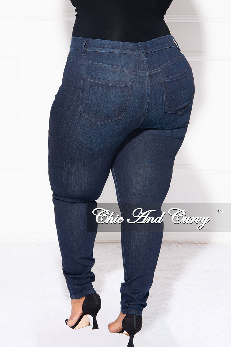 Final Sale Plus Size Knee Cut Jeans in Dark Denim – Chic And Curvy