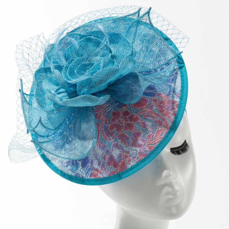Final Sale Fascinator Hat with Flower in Blue