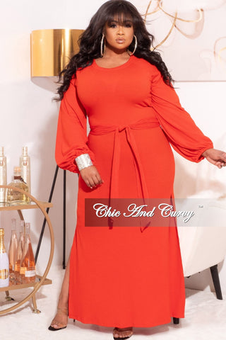 *Final Sale Plus Size Ribbed Maxi Dress with Side Slits in Red