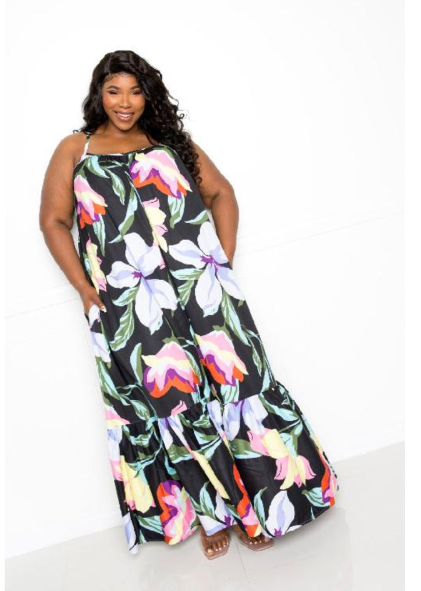 Final Sale Plus Size Maxi Dress in Black Floral Print – Chic And Curvy Final Sale Plus Size Maxi Dress in Black Floral Print – Chic And Curvy