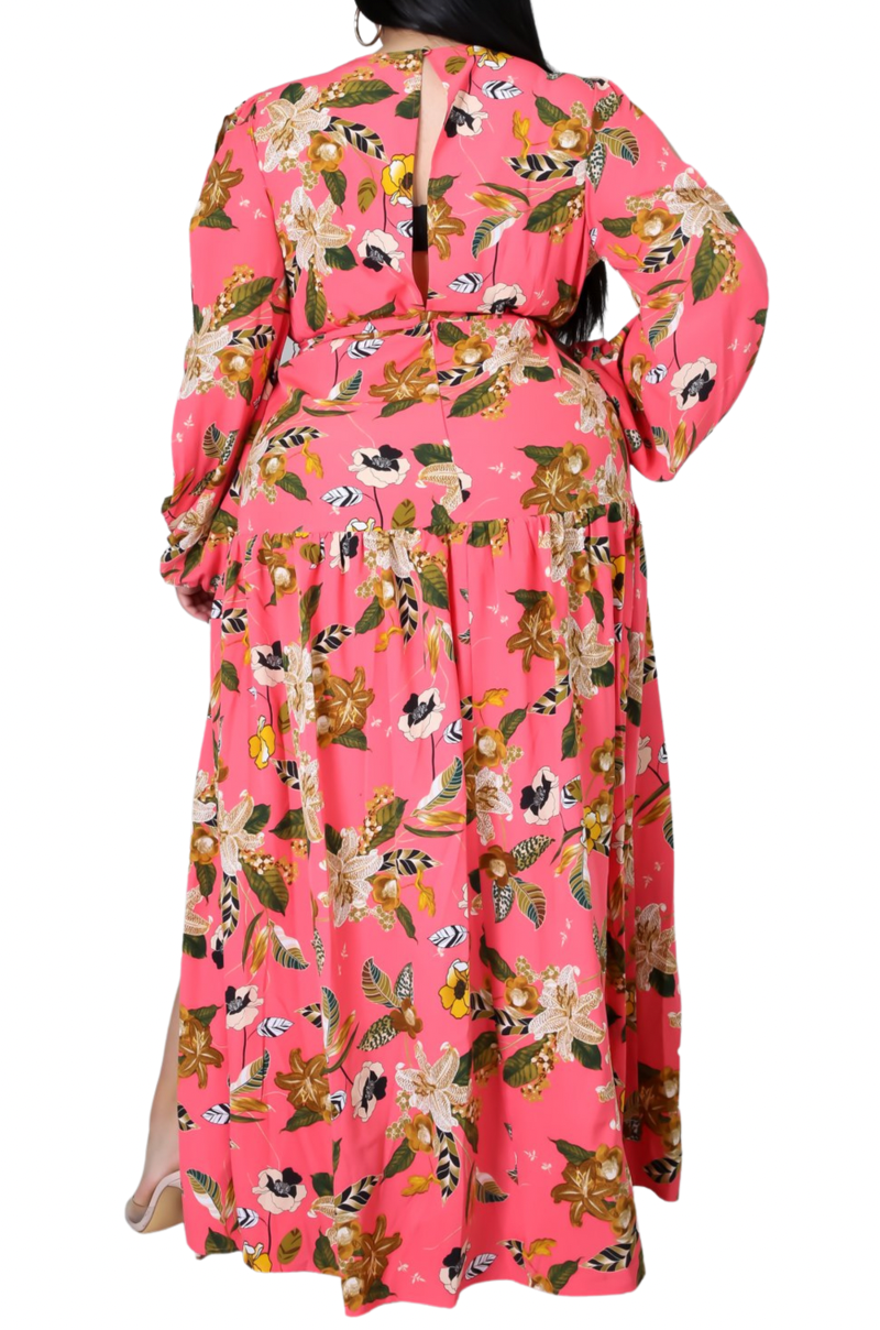 Final Sale Plus Size Chiffon Dress in Floral Print Fall