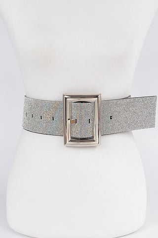 Final Sale Plus Size Wide Stone Belt with Silver Buckle