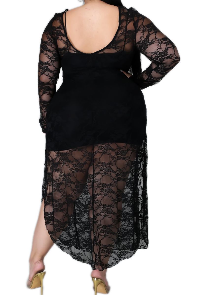 New Plus Size Dress / Coverup in Black Lace