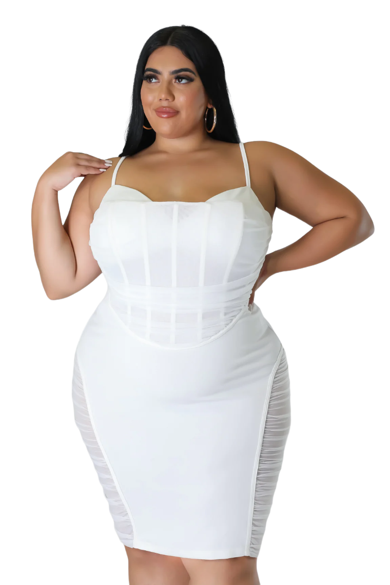 white bodycon midi dress plus size Slickblue Plus Size Sleeveless Ribbed Bodycon Midi Dress, Curve-Hugging Fit, Stretch Jersey, White, Size 1XL