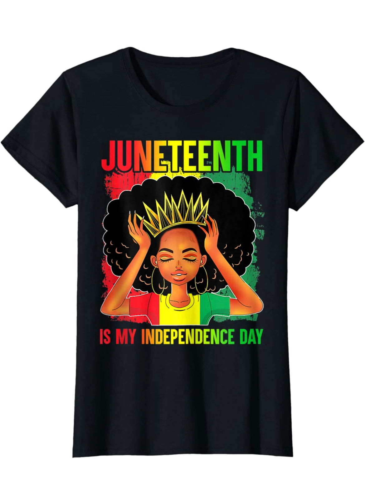 Final Sale Plus Size "Juneteenth Is My Independence Day" T-Shirt in Black