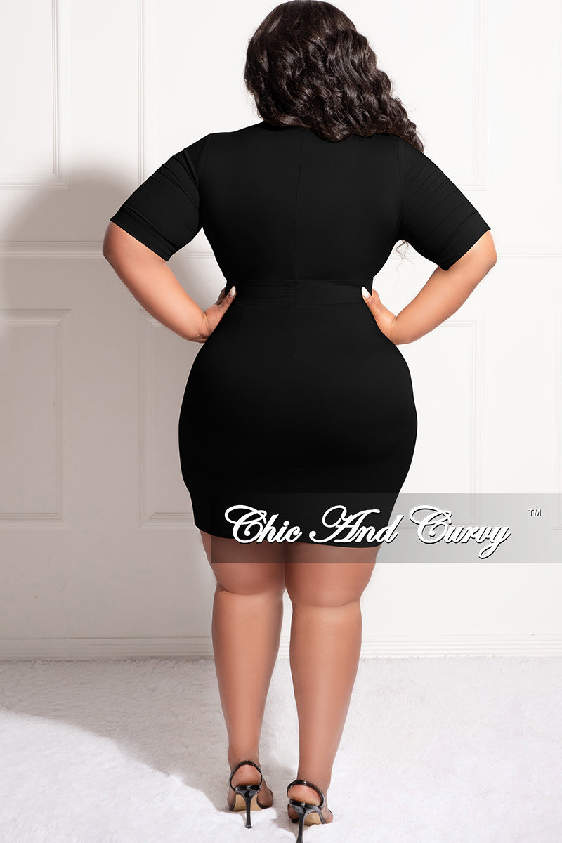 Final Sale Plus Size Lace Up Cargo Pocket Dress in Black