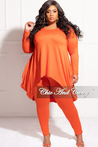 Final Sale Plus Size 2pc High Low Top and Leggings Set in Burnt Orange