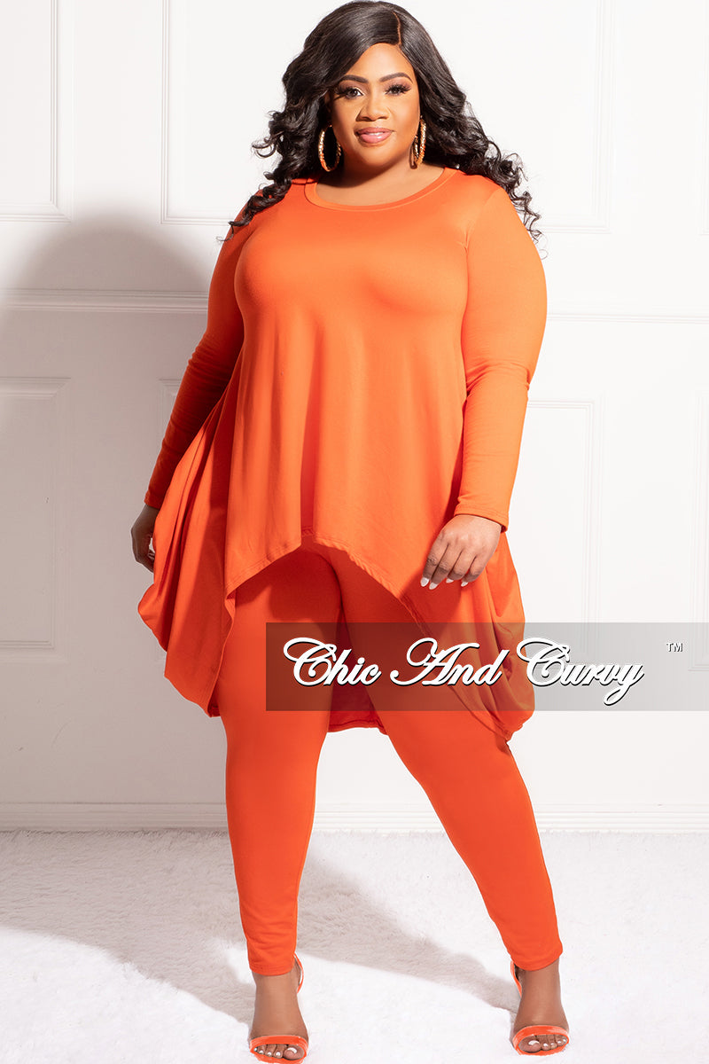 Plus Size Orange Beautiful Shiny Leggings for Women's