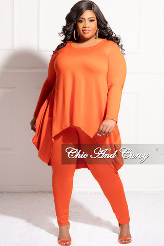 Final Sale Plus Size 2pc High Low Top and Leggings Set in Burnt Orange