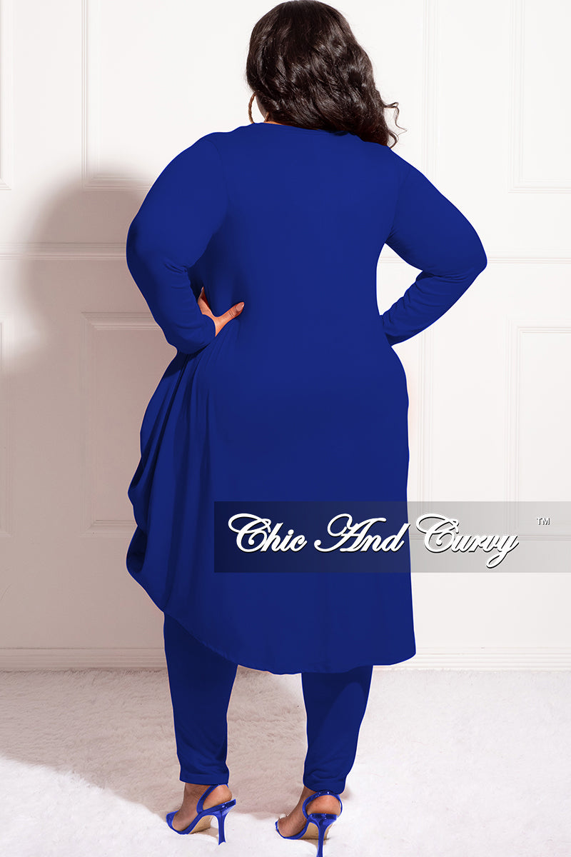 Final Sale Plus Size 2pc High Low Top and Leggings Set in Royal Blue