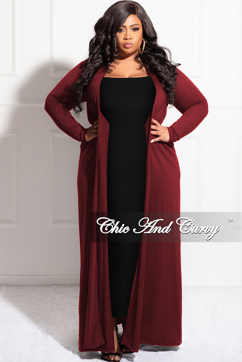 Final Sale Plus Size Duster in Burgundy