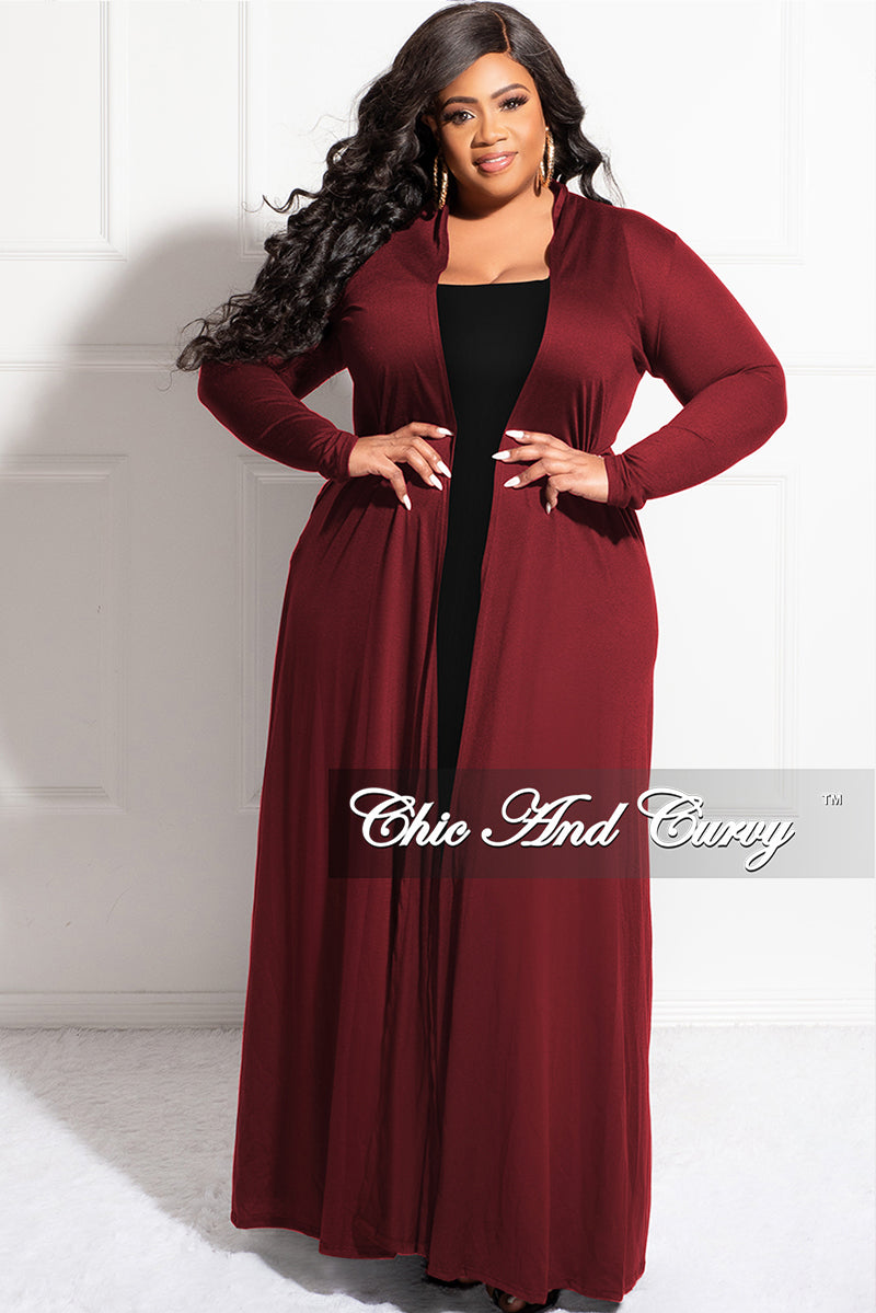 Final Sale Plus Size Duster in Burgundy – Chic And Curvy