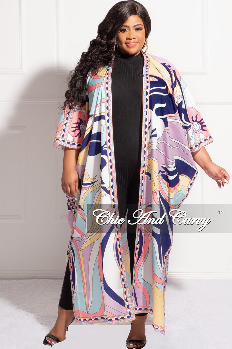 Final Sale Plus Size Duster In Lavender Multi Color Design Print – Chic And  Curvy