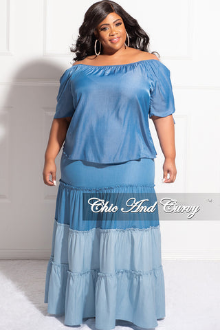 Final Sale Plus Size Off The Shoulder Top in Chambray (Top Only)