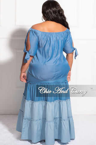 Final Sale Plus Size Off The Shoulder Top in Chambray (Top Only)