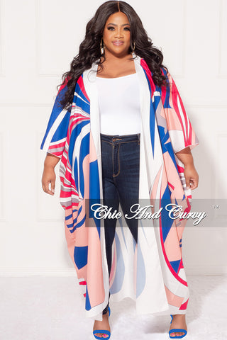 Final Sale Plus Size Caftan in Royal Blue and Fuchsia