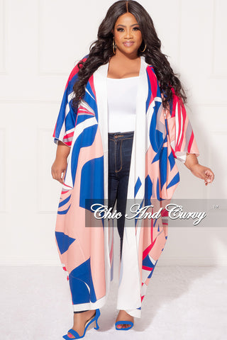 Final Sale Plus Size Caftan in Royal Blue and Fuchsia