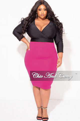 Final Sale Plus Size Pencil Skirt in Magenta