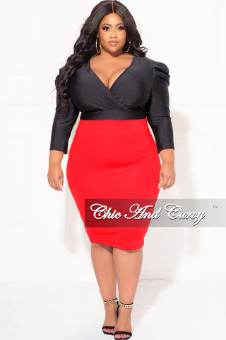 Final Sale Plus Size Pencil Skirt in Red