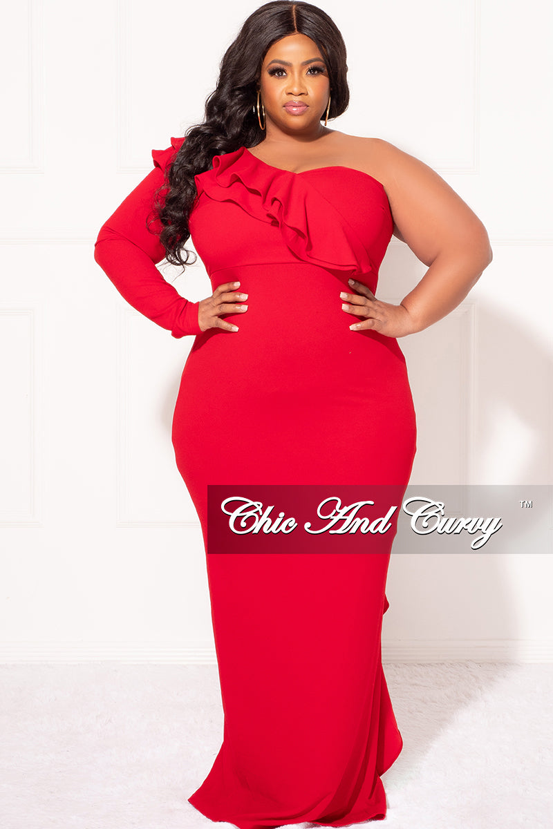 The Shoulder Plus Size Red Evening Dresses Final Sale Plus Size One Shoulder Ruffle Trim Gown The Shoulder Plus Size Red Evening Dresses Final Sale Plus Size One Shoulder Ruffle Trim Gown