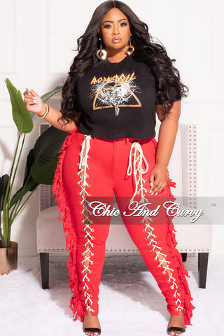 Final Sale Plus Size Faux Leather Lace Up Crop Top in Black – Chic And Curvy