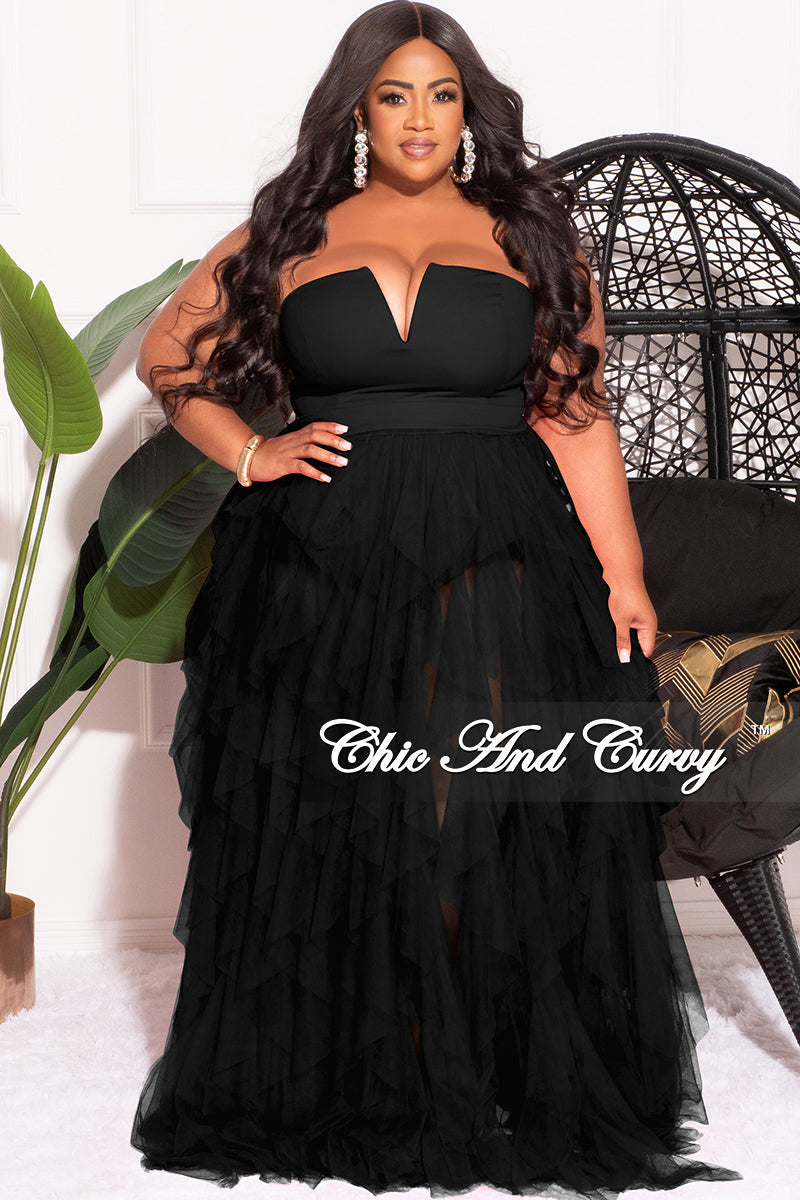 Available Online Only - Sale Plus Size Strapless Deep V Maxi Tul – Chic Curvy