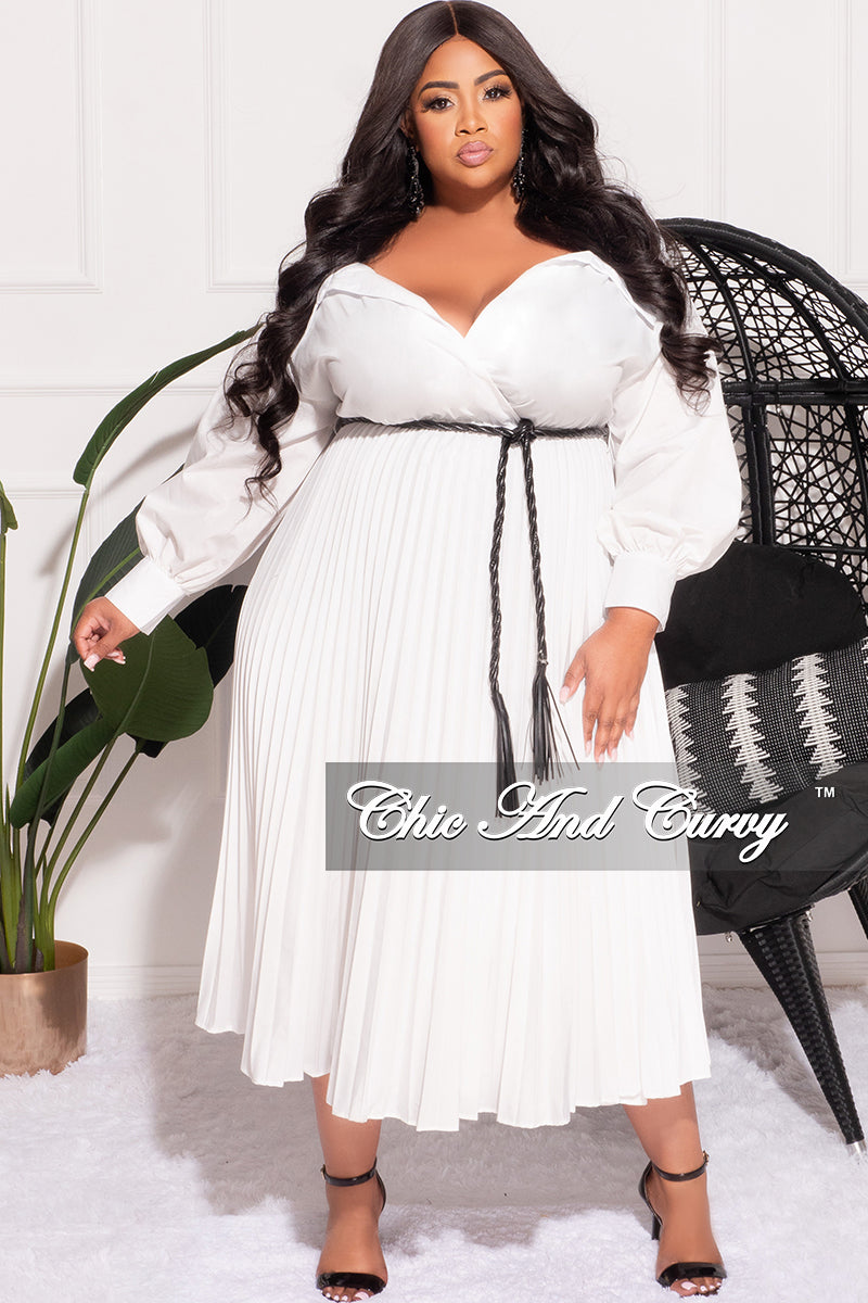 Final Sale Plus Size Off the Shoulder Collar Faux Wrap Dress with Bott Chic And Curvy Final Sale Plus Size Off the Shoulder Collar Faux Wrap Dress with Bott Chic And Curvy
