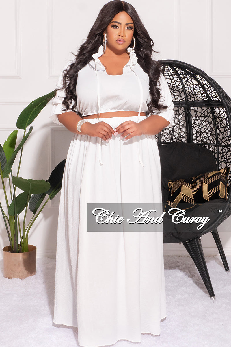 Final Sale Size Balloon Sleeve Top and Maxi Skirt Set in Whi – Chic And Curvy