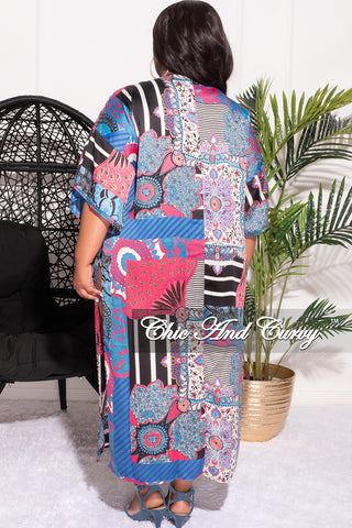 Final Sale Plus Size Plus Size Cardigan in Multi Color Design Print