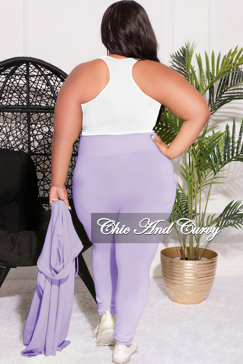 Final Sale Plus Size 2pc Hooded Zip-Up Jacket and Legging Set in Lavender Seamless Fabric