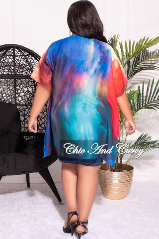 Final Sale Plus Size Plus Size Cardigan in Rainbow Print